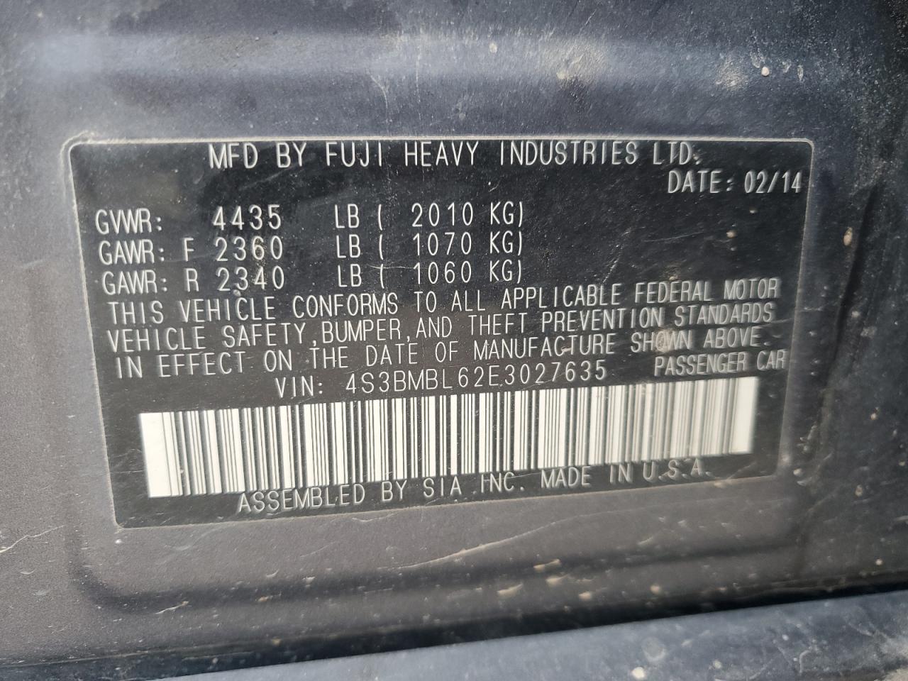 2014 SUBARU Legacy