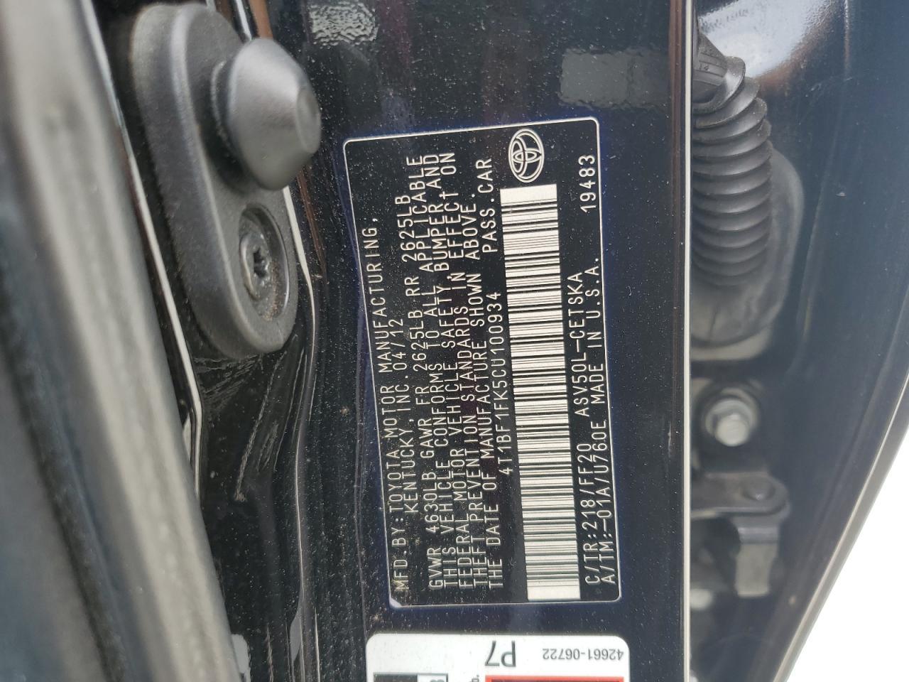 2012 TOYOTA CAMRY