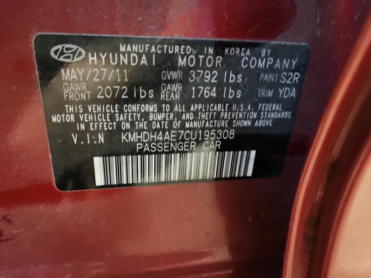 2012 HYUNDAI ELANTRA
