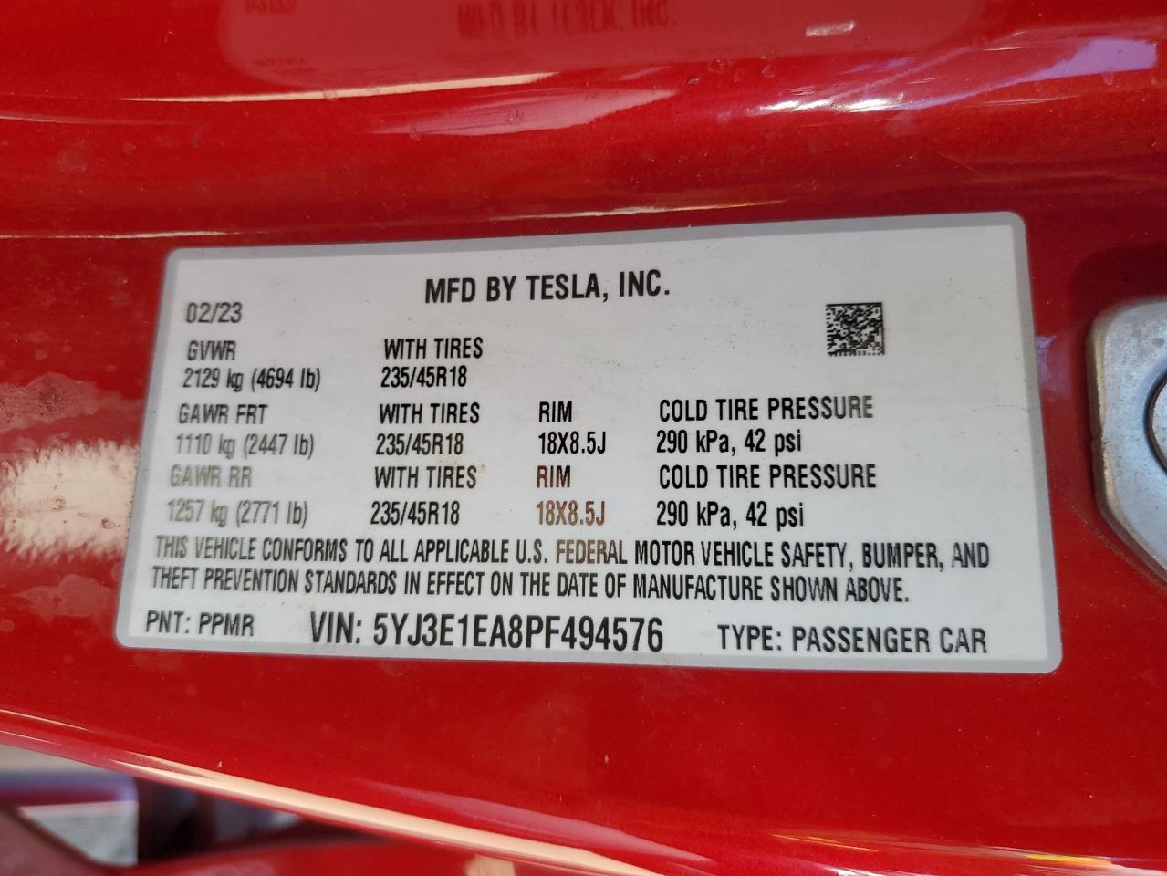 2023 TESLA MODEL 3