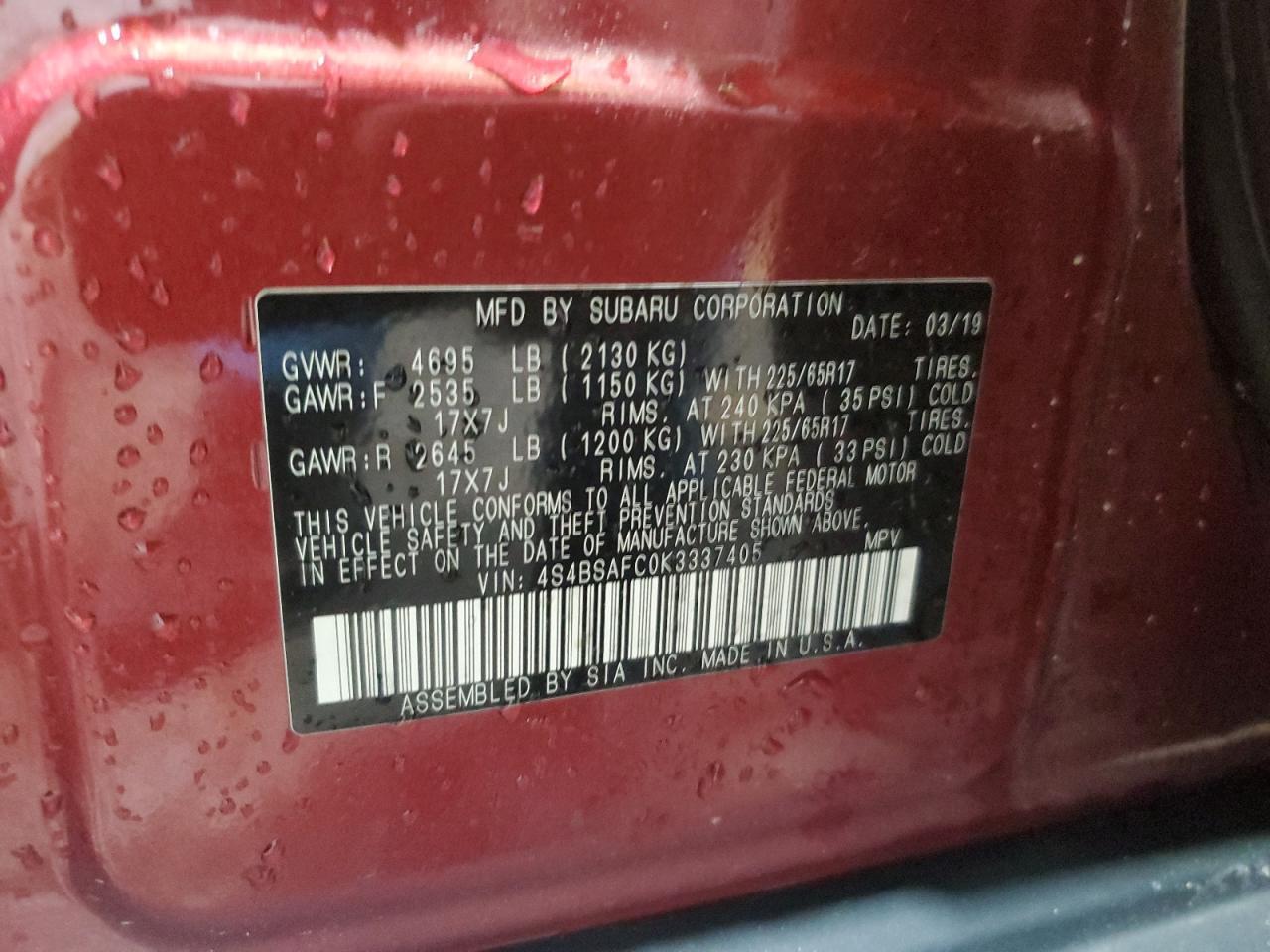 2019 SUBARU Outback