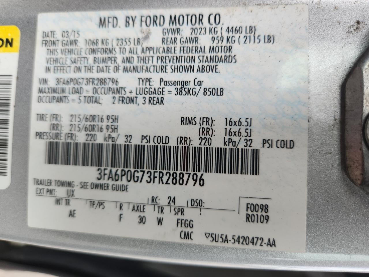 2015 FORD FUSION