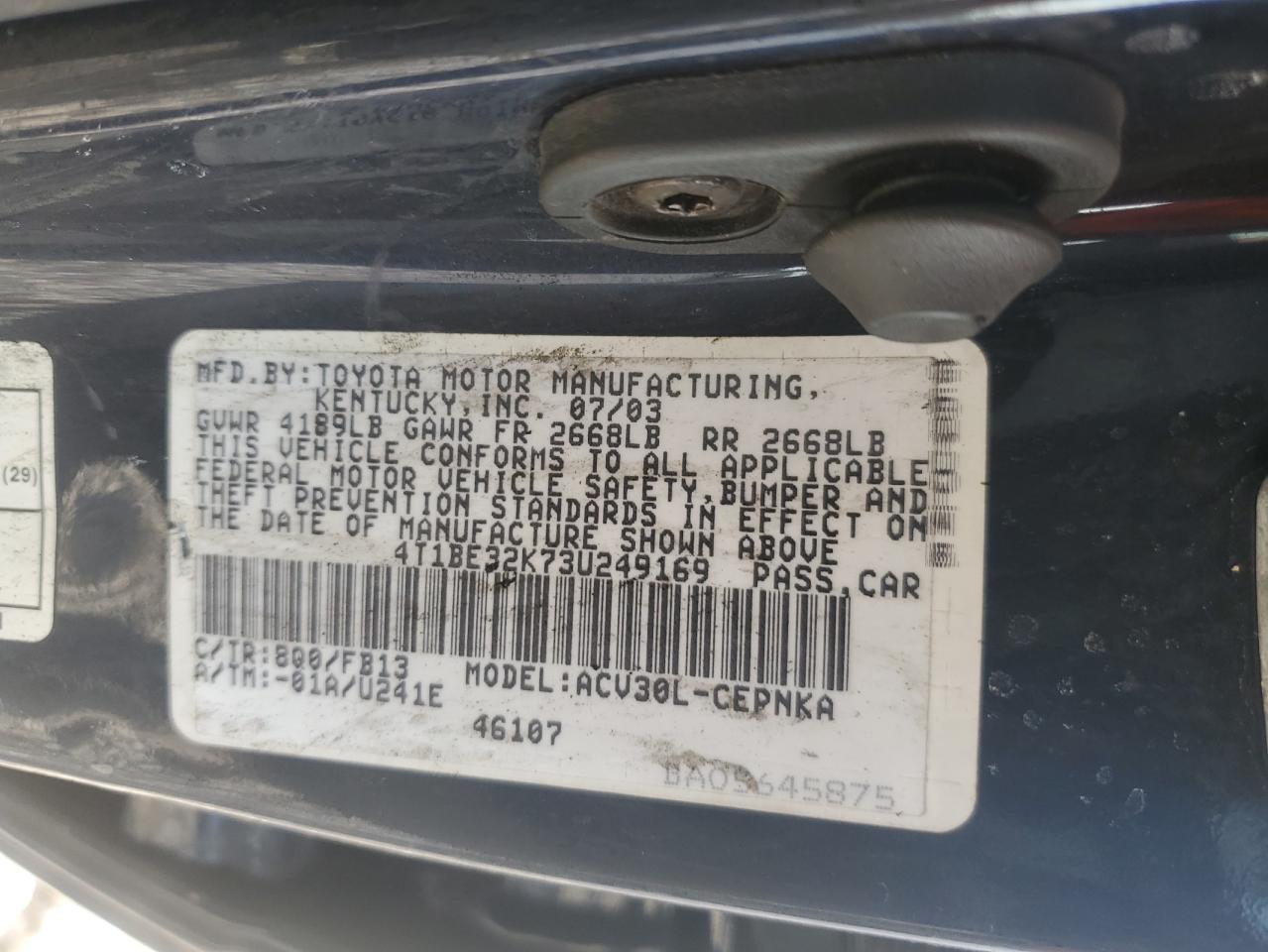 2003 TOYOTA CAMRY