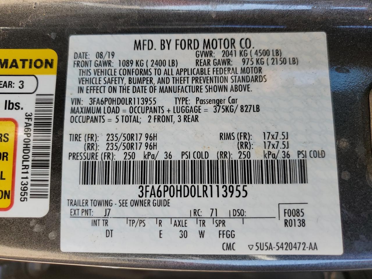 2020 FORD FUSION