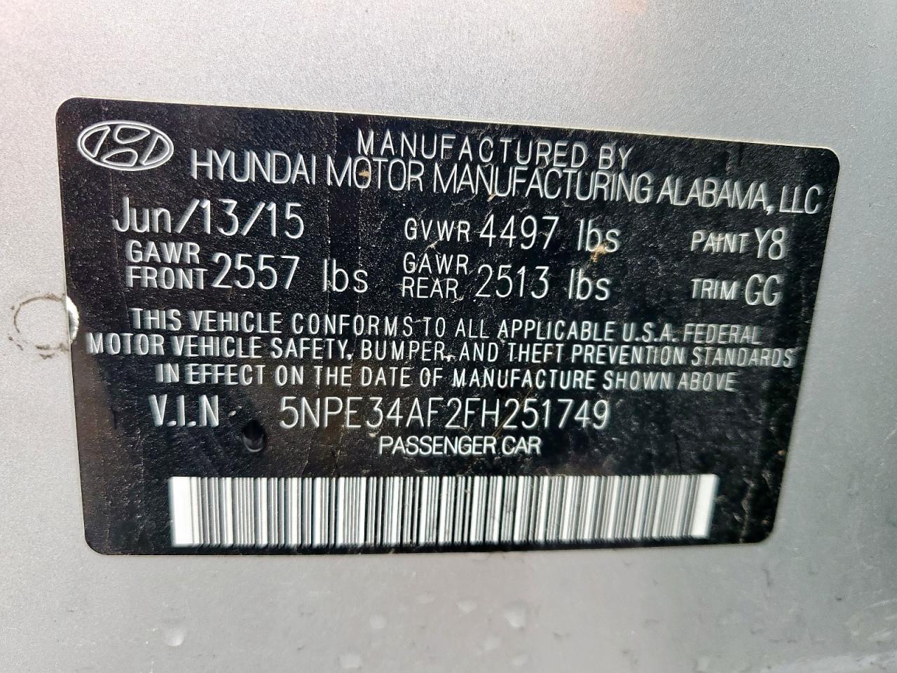 2015 HYUNDAI SONATA