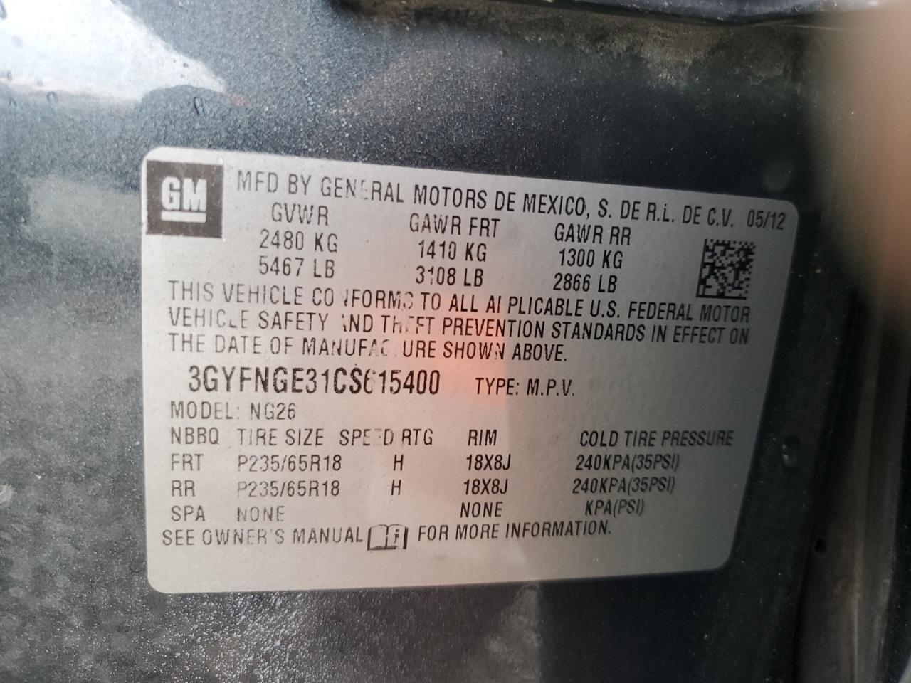 2012 CADILLAC SRX