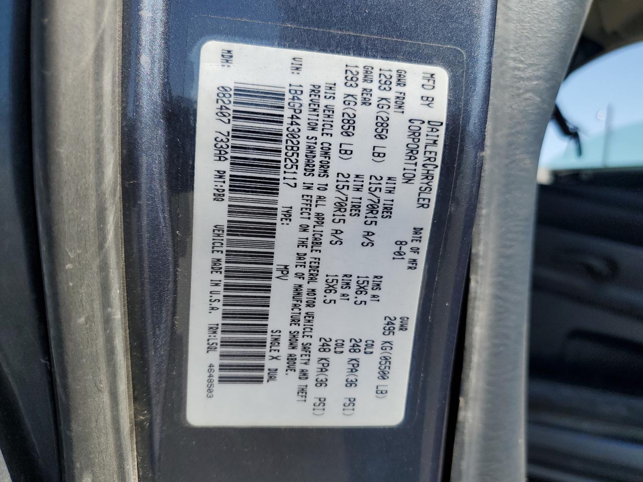 2002 DODGE GRAND CARAVAN