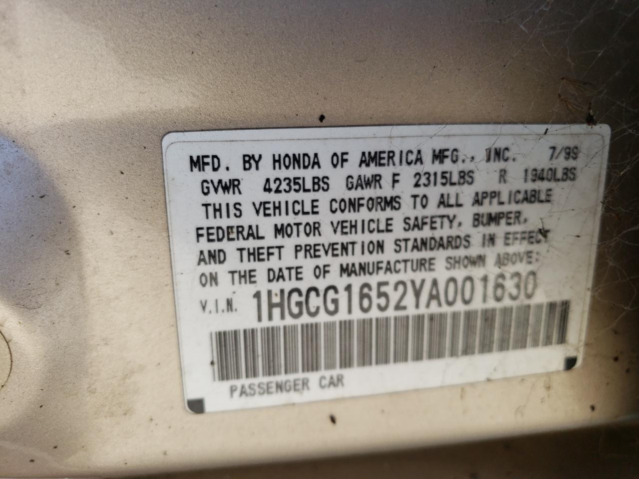 2000 HONDA ACCORD