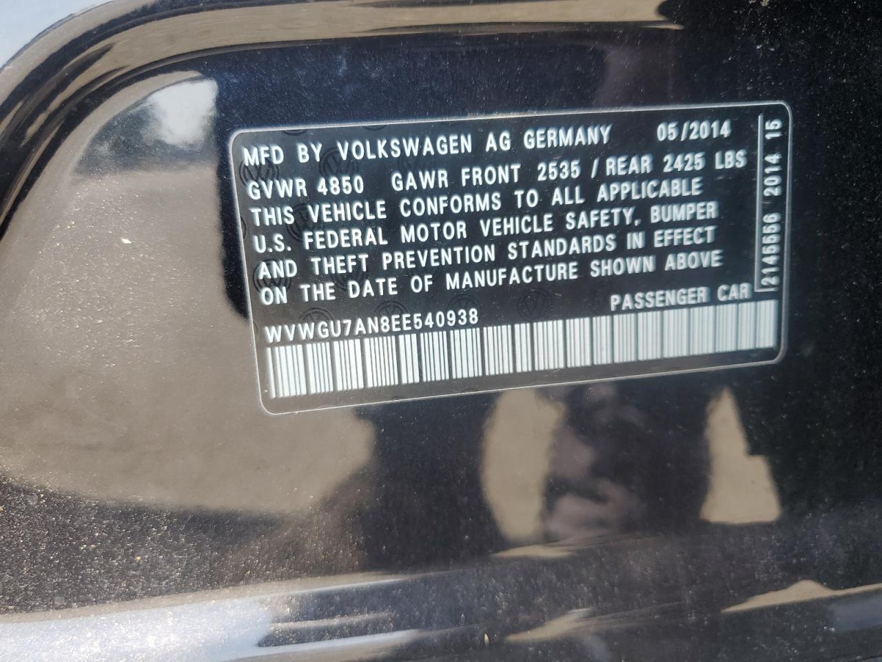 2014 VOLKSWAGEN CC