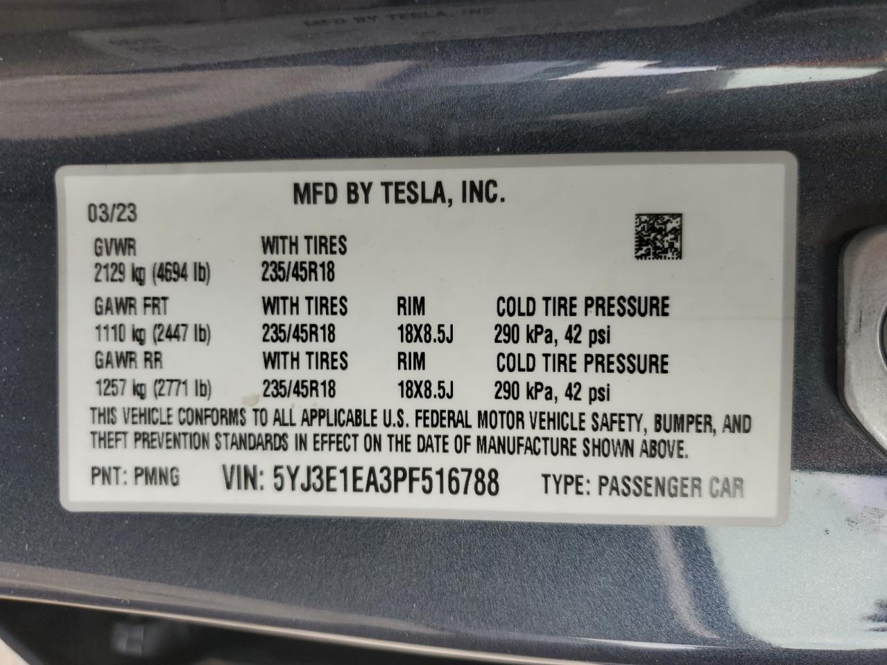 2023 TESLA MODEL 3