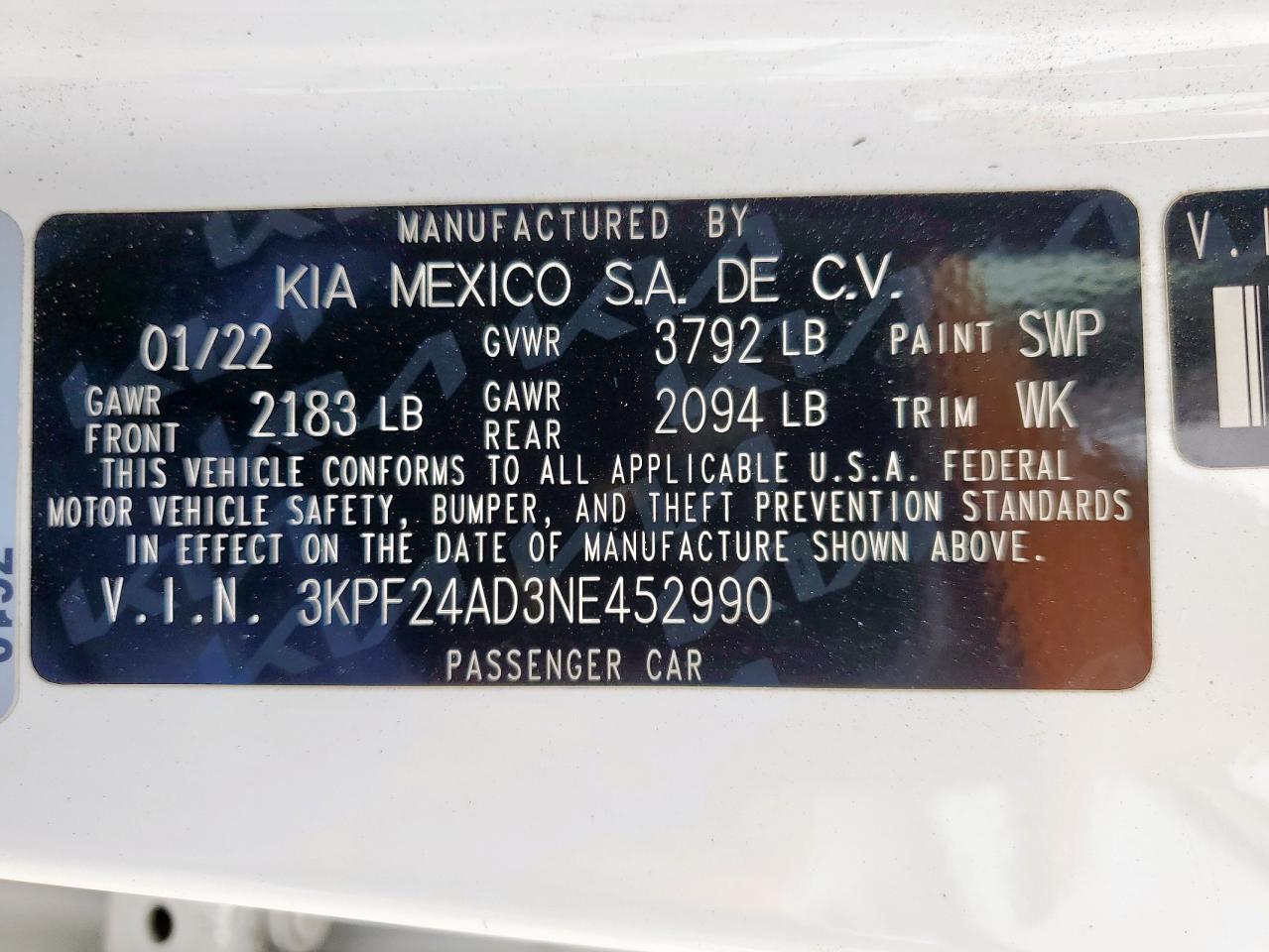 2022 KIA FORTE