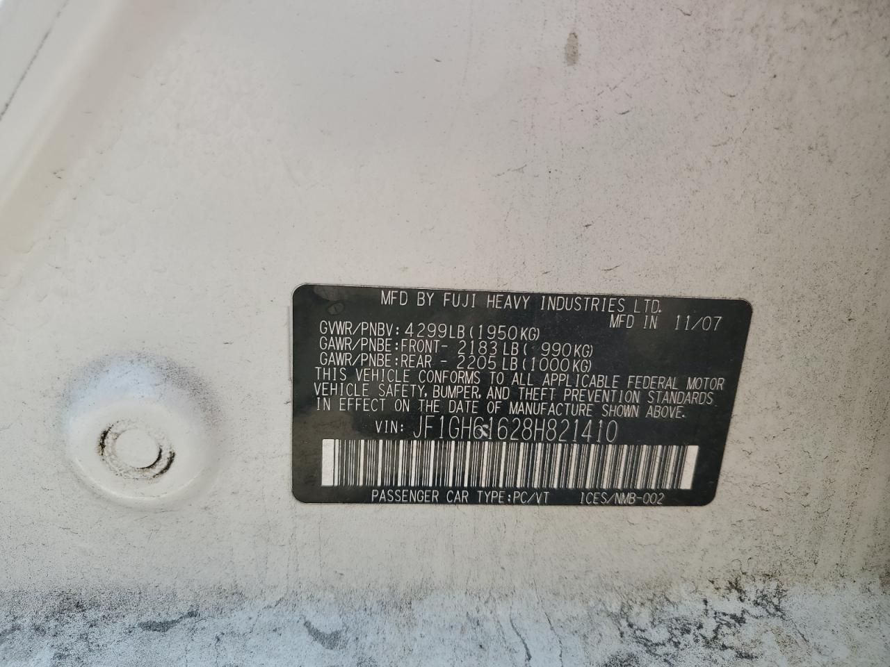 2008 SUBARU IMPREZA