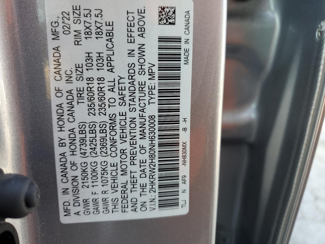 2022 HONDA CR-V