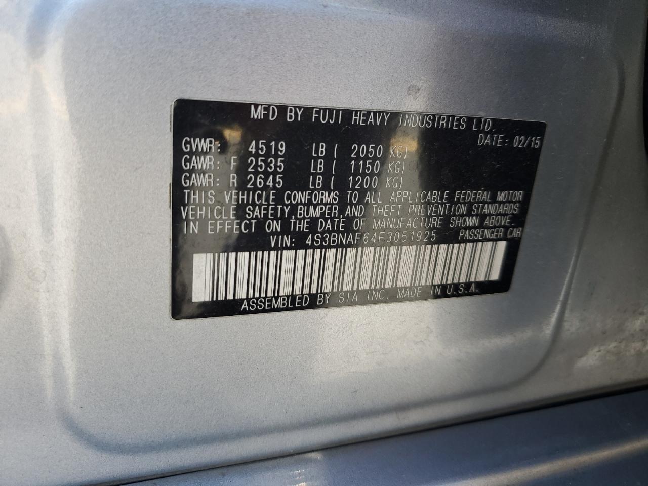 2015 SUBARU Legacy