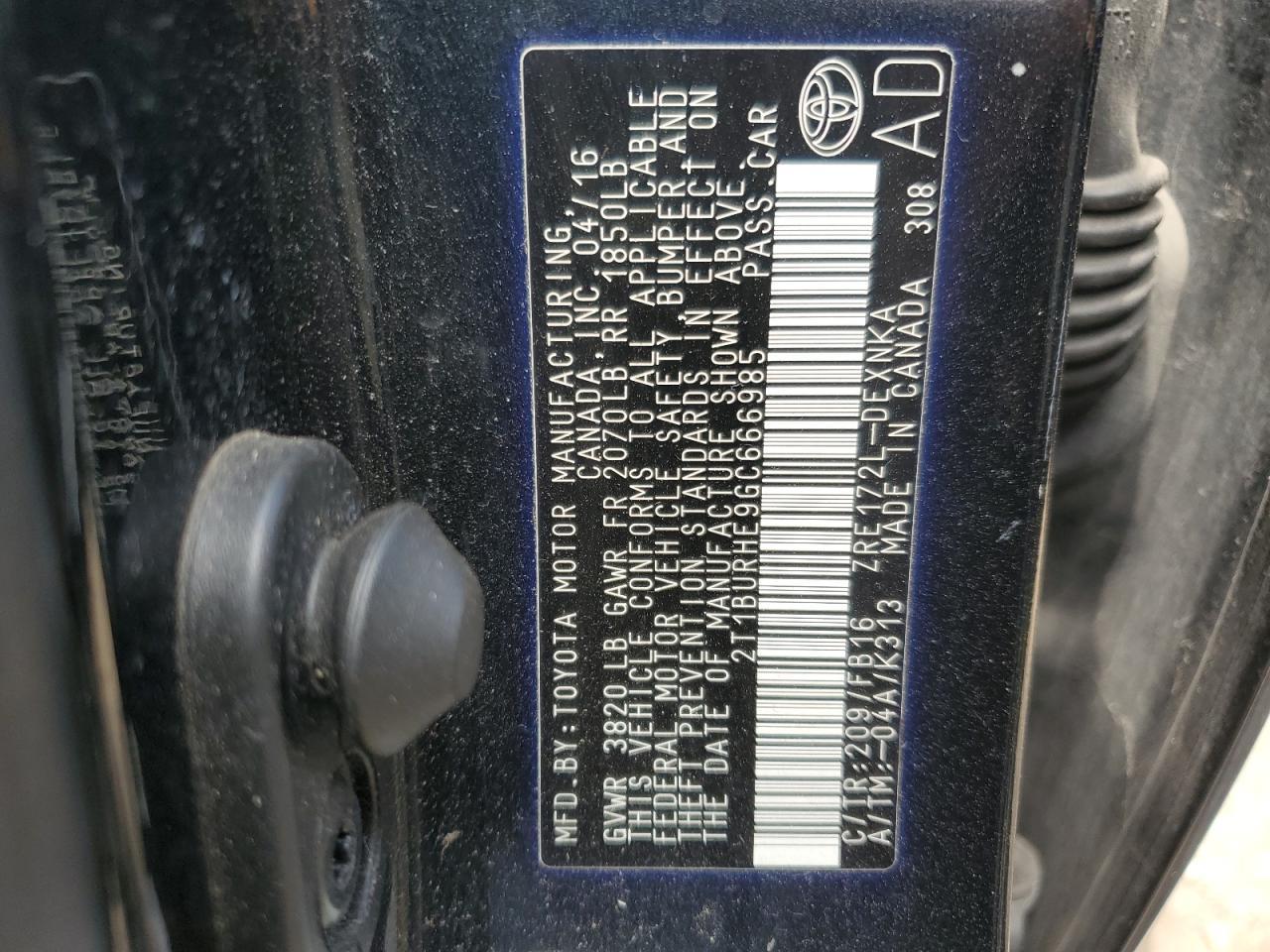 2016 TOYOTA COROLLA