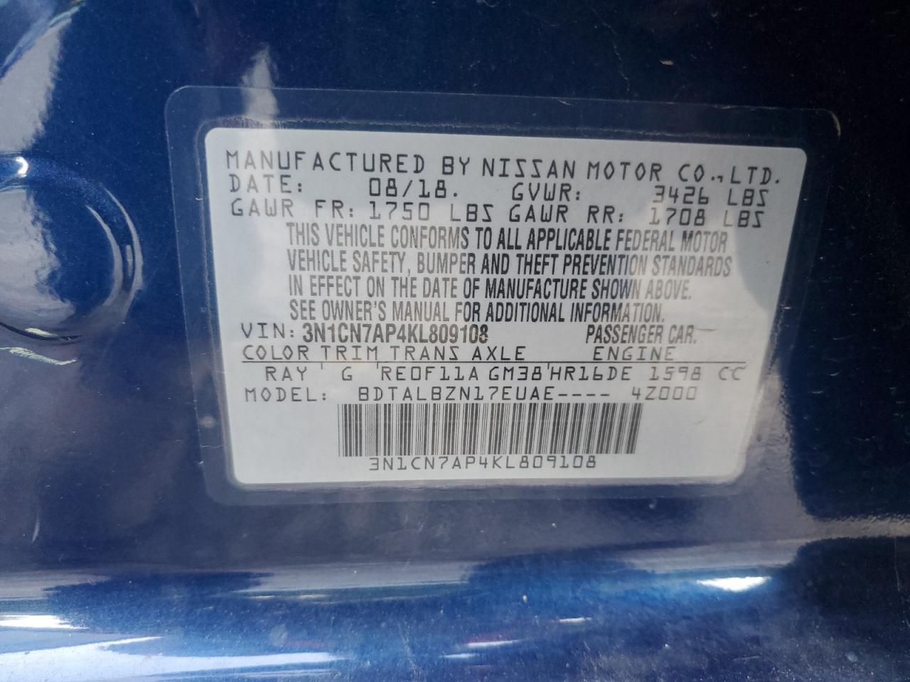 2019 NISSAN VERSA