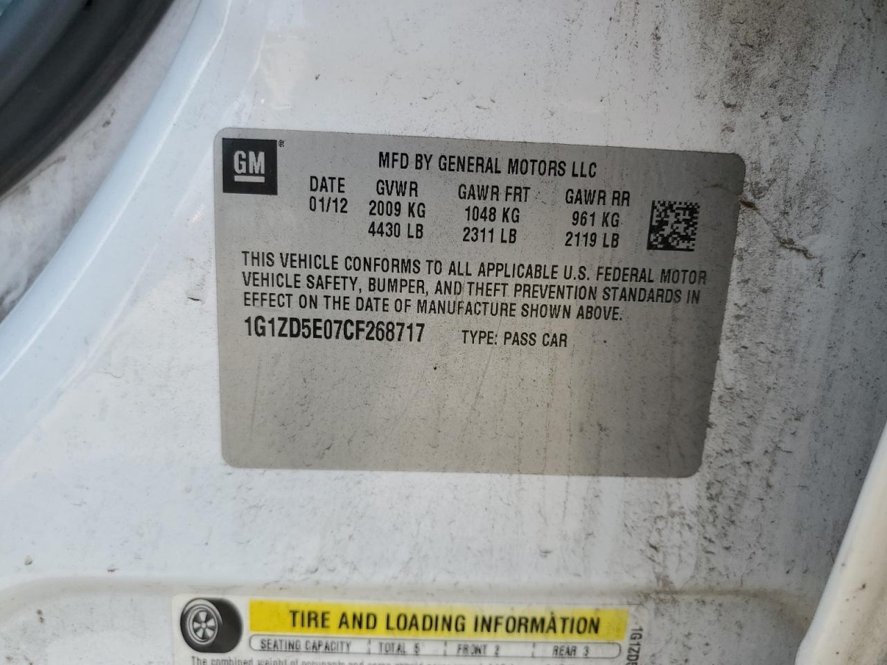 2012 CHEVROLET MALIBU