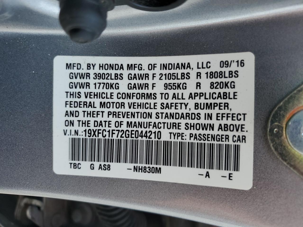 2016 HONDA CIVIC