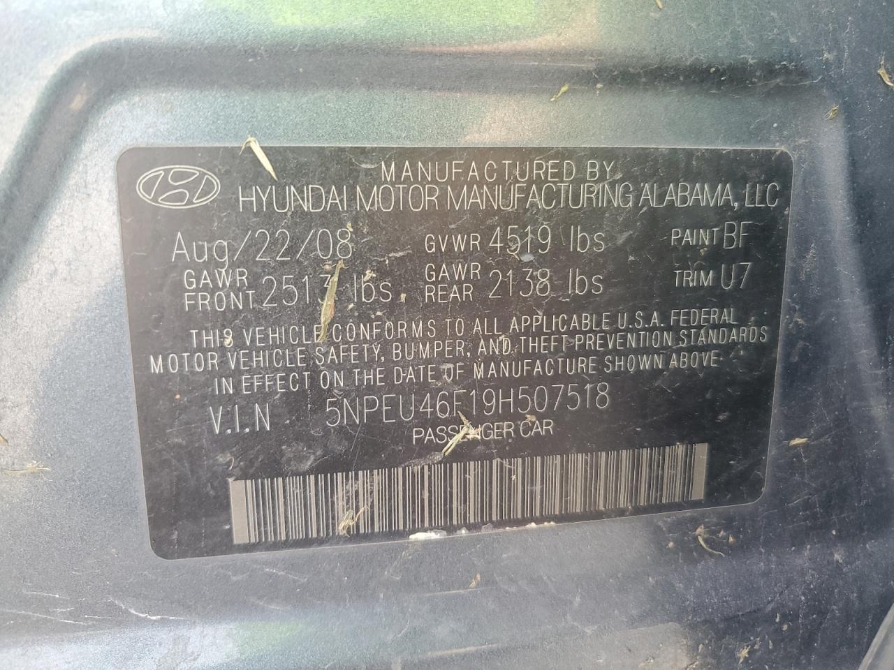 2009 HYUNDAI SONATA