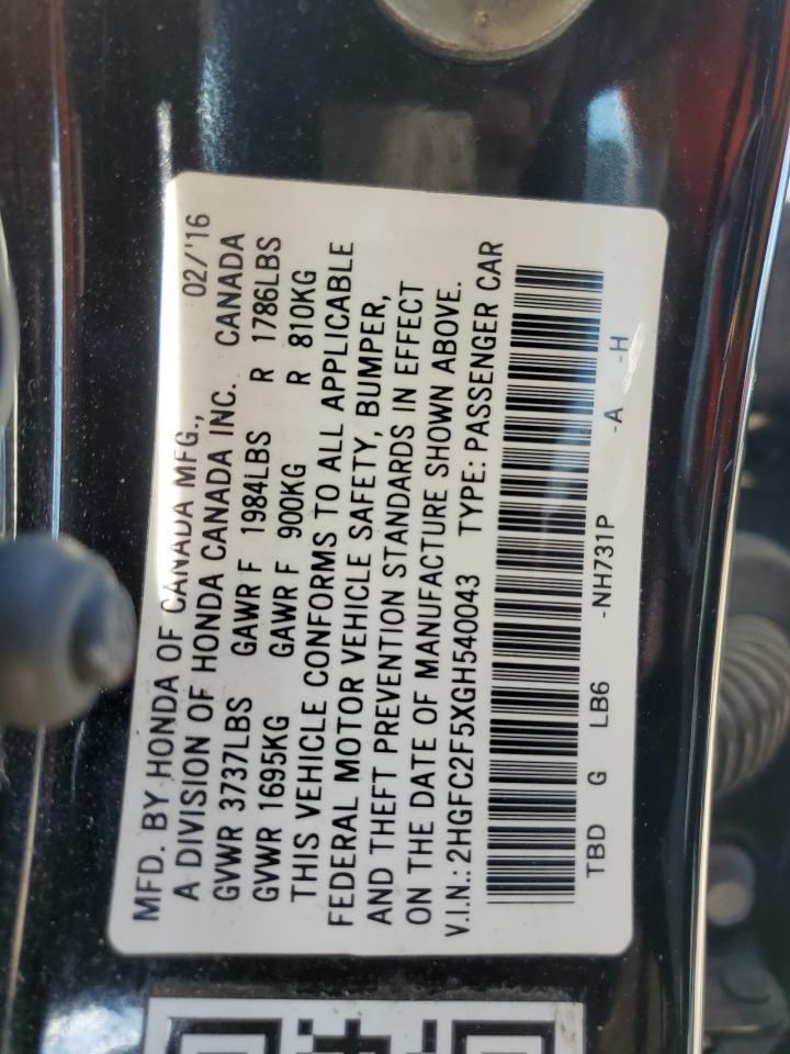2016 HONDA CIVIC