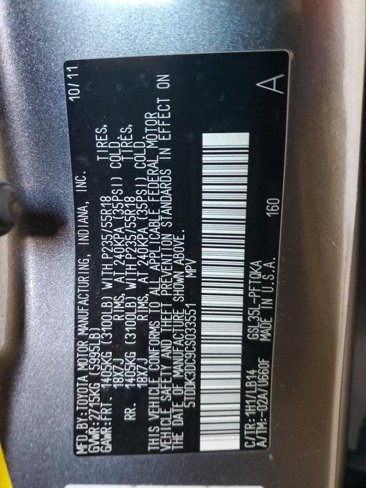 2012 TOYOTA SIENNA