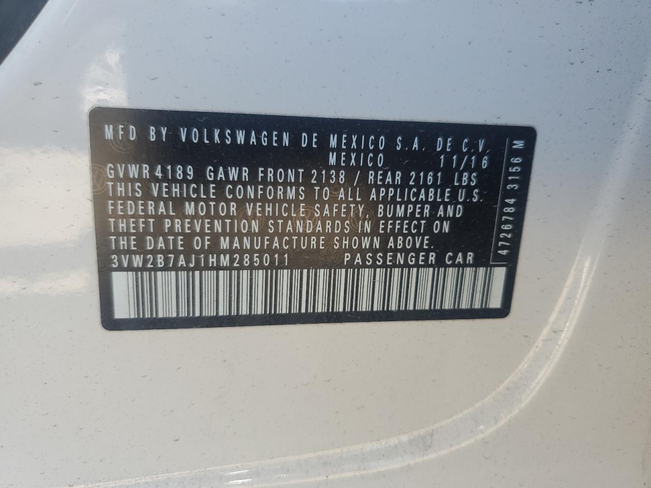 2017 VOLKSWAGEN JETTA