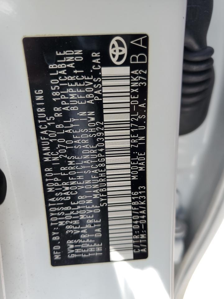 2016 TOYOTA COROLLA
