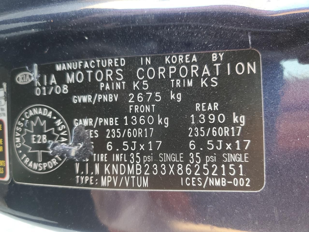 2008 KIA SEDONA