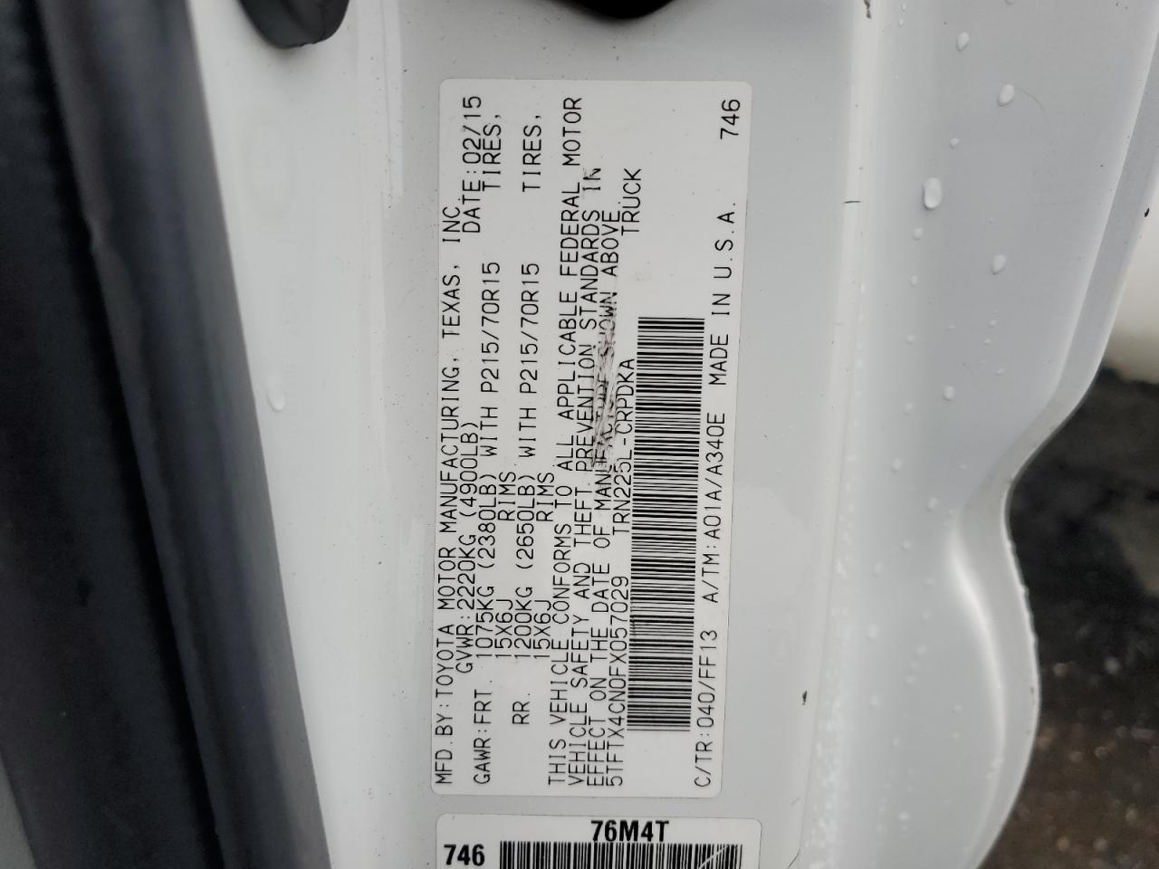2015 TOYOTA TACOMA