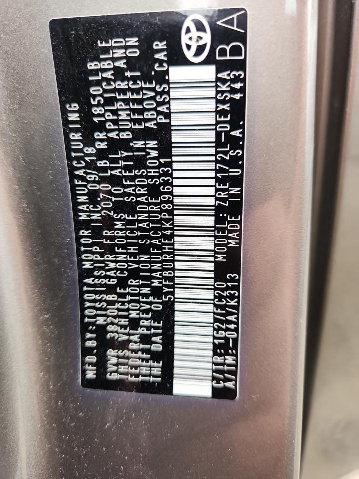 2019 TOYOTA COROLLA