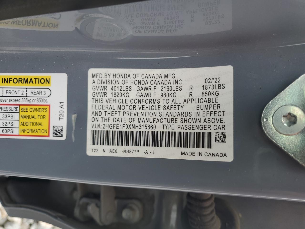 2022 HONDA CIVIC