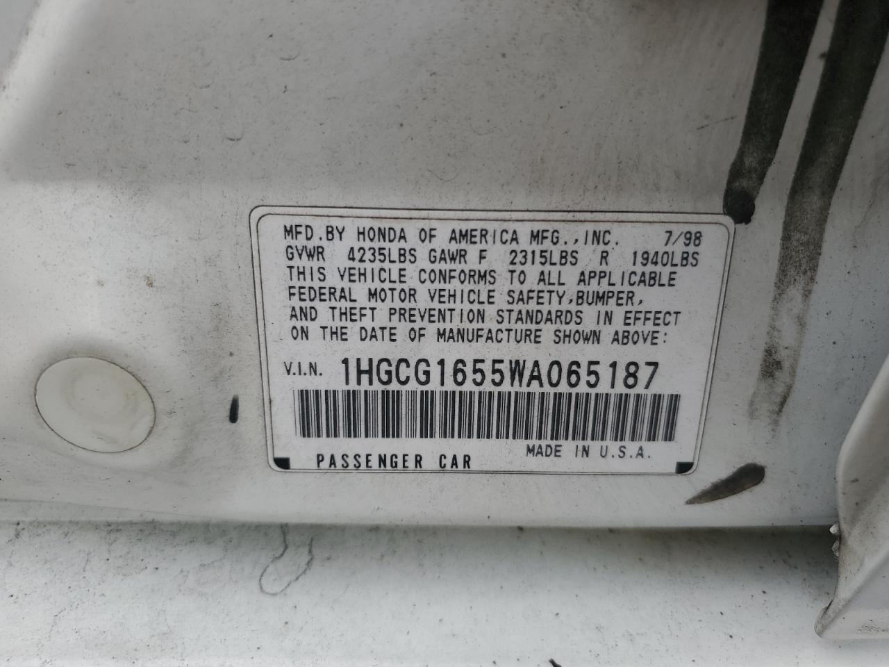 1998 HONDA ACCORD