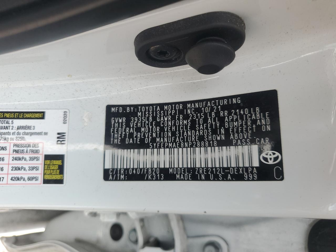 2022 TOYOTA COROLLA