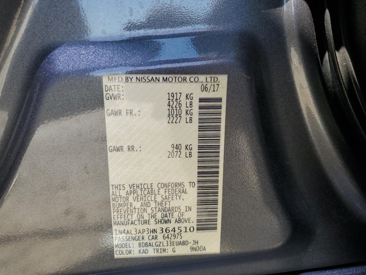 2017 NISSAN ALTIMA