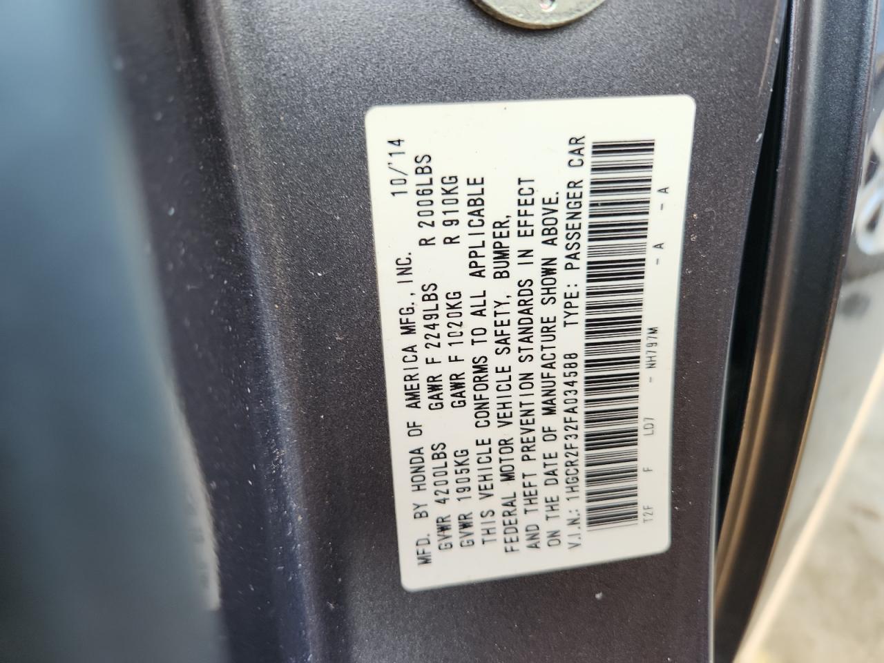 2015 HONDA ACCORD