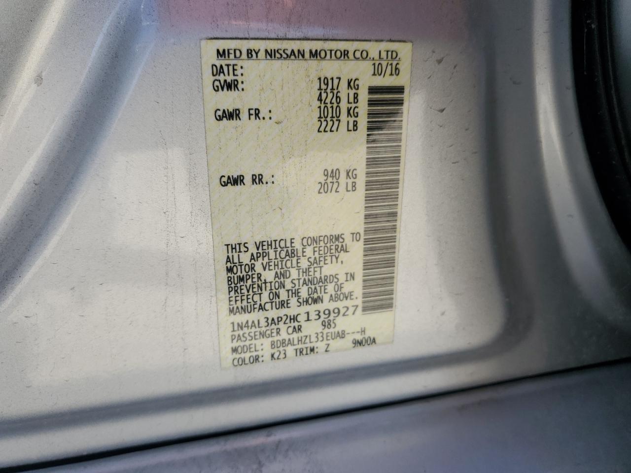 2017 NISSAN ALTIMA