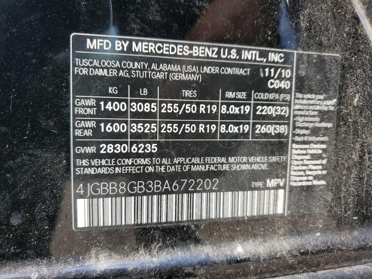 2011 MERCEDES-BENZ ML-Class