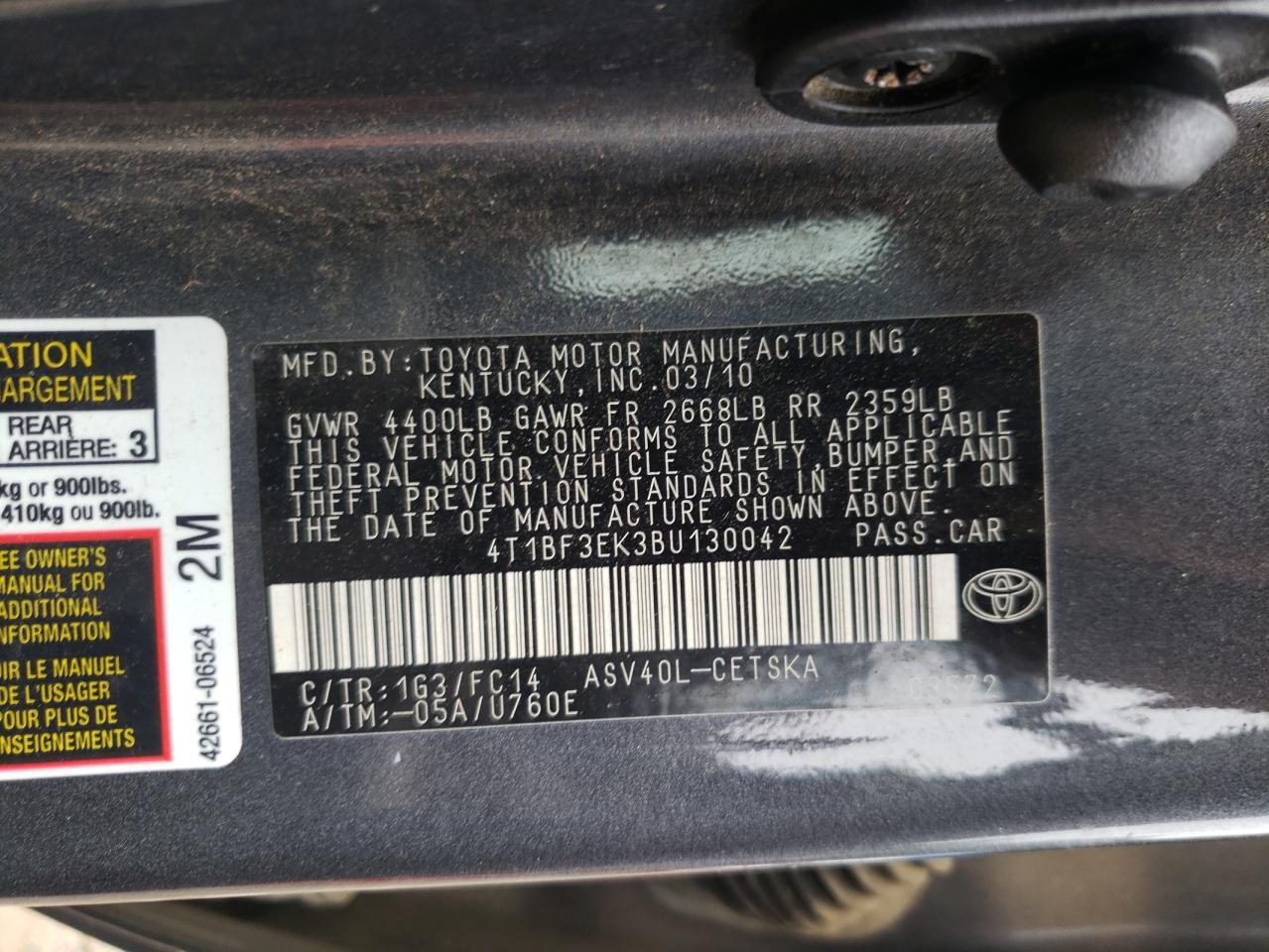 2011 TOYOTA CAMRY