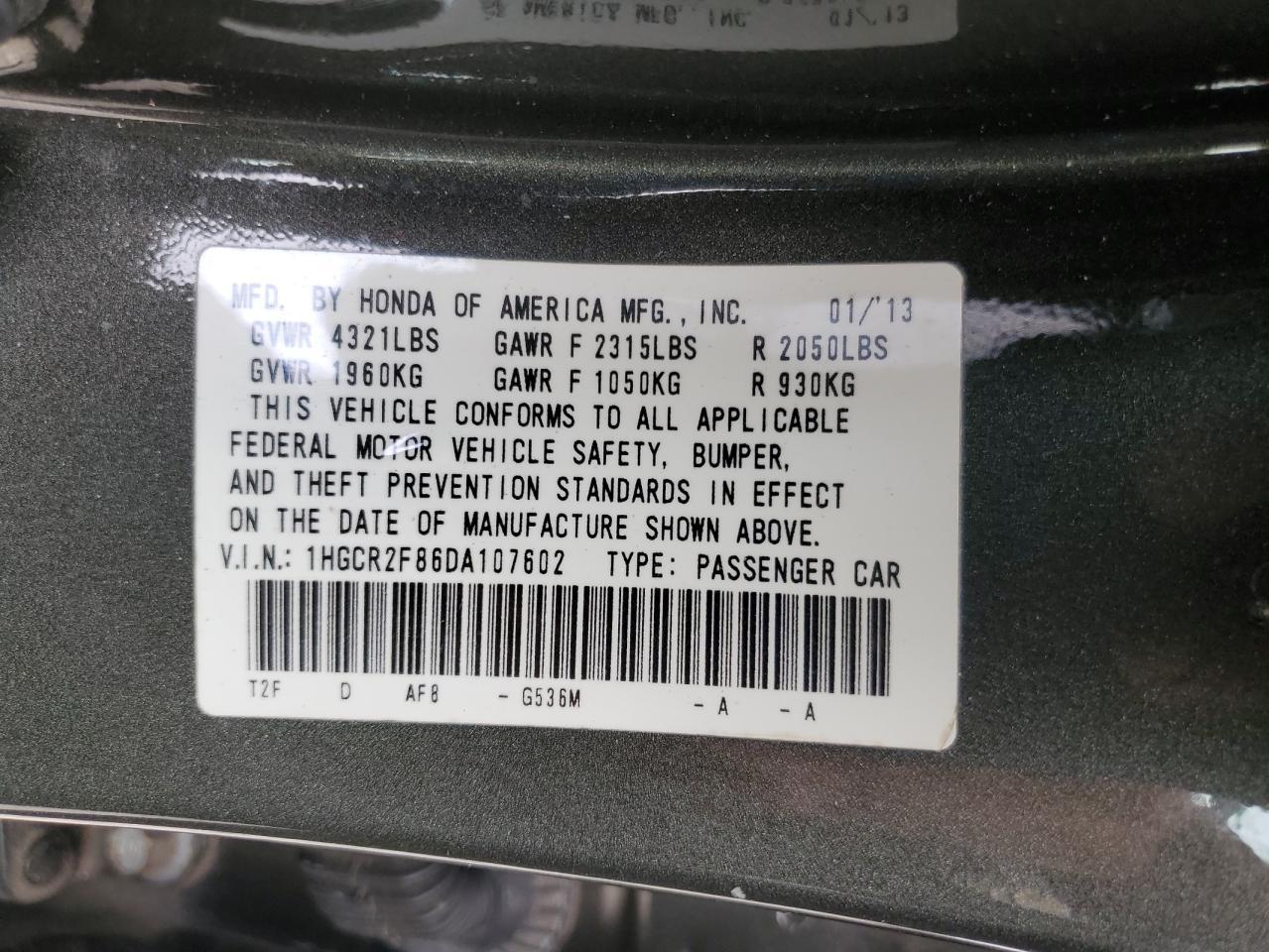 2013 HONDA ACCORD