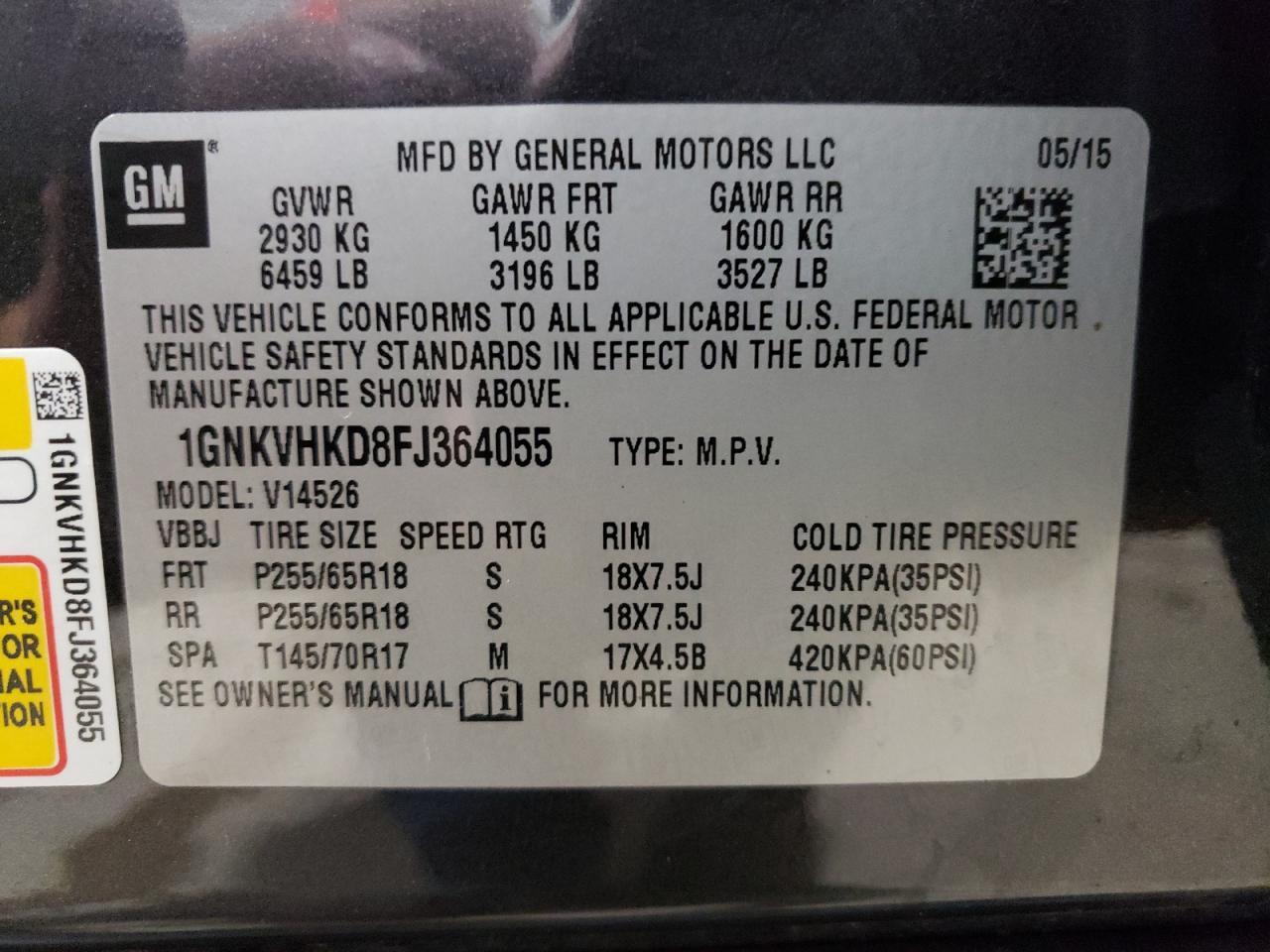 2015 CHEVROLET TRAVERSE