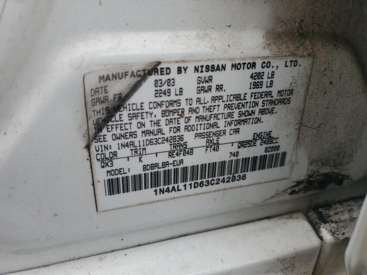 2003 NISSAN ALTIMA