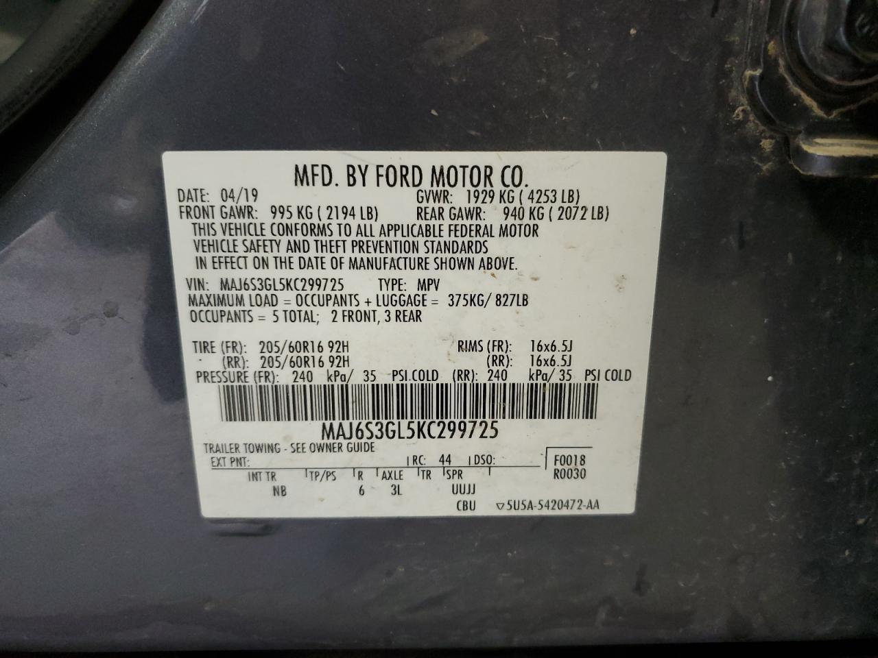 2019 FORD EcoSport