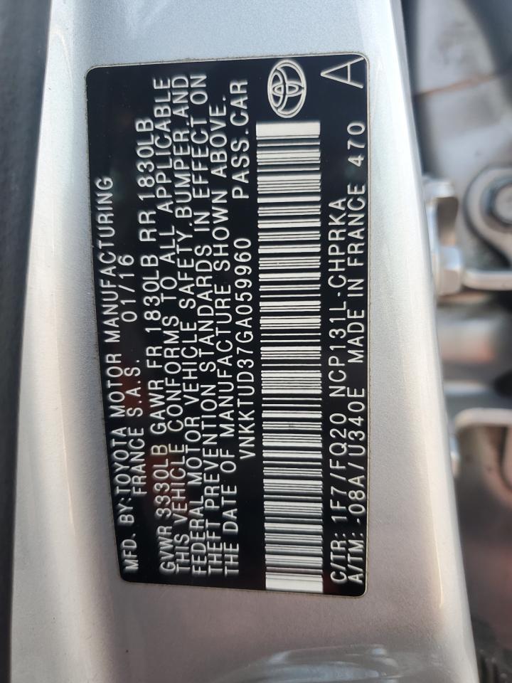2016 TOYOTA YARIS