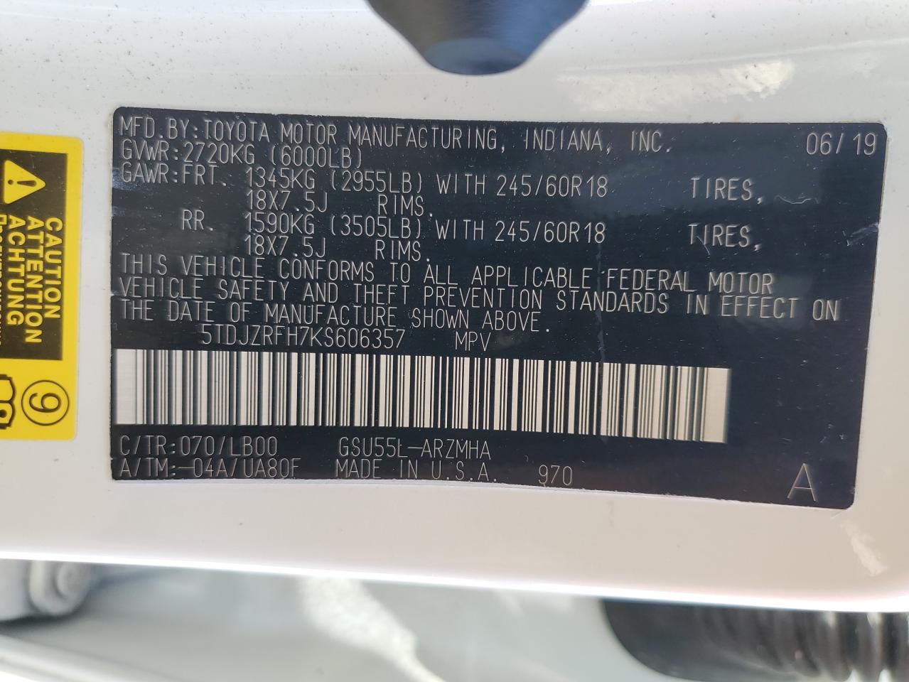 2019 TOYOTA HIGHLANDER