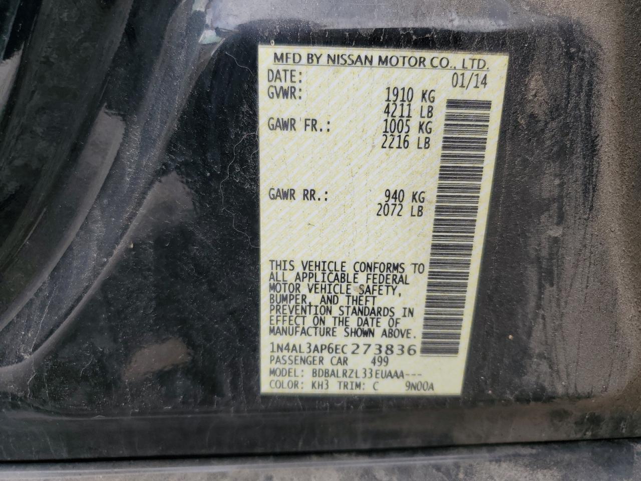 2014 NISSAN ALTIMA