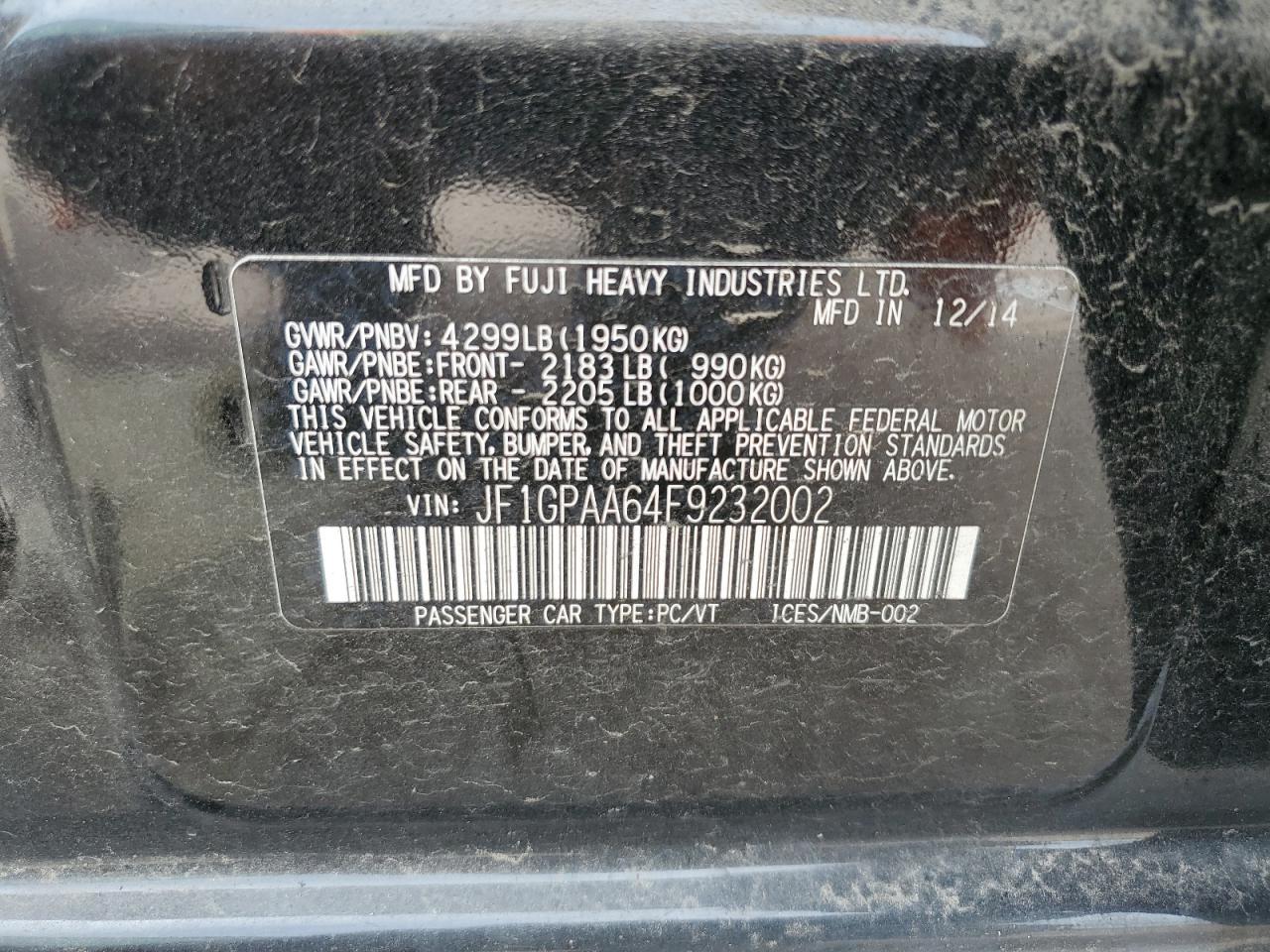 2015 SUBARU IMPREZA