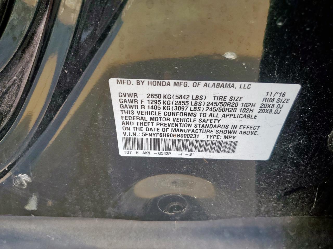 2017 HONDA PILOT