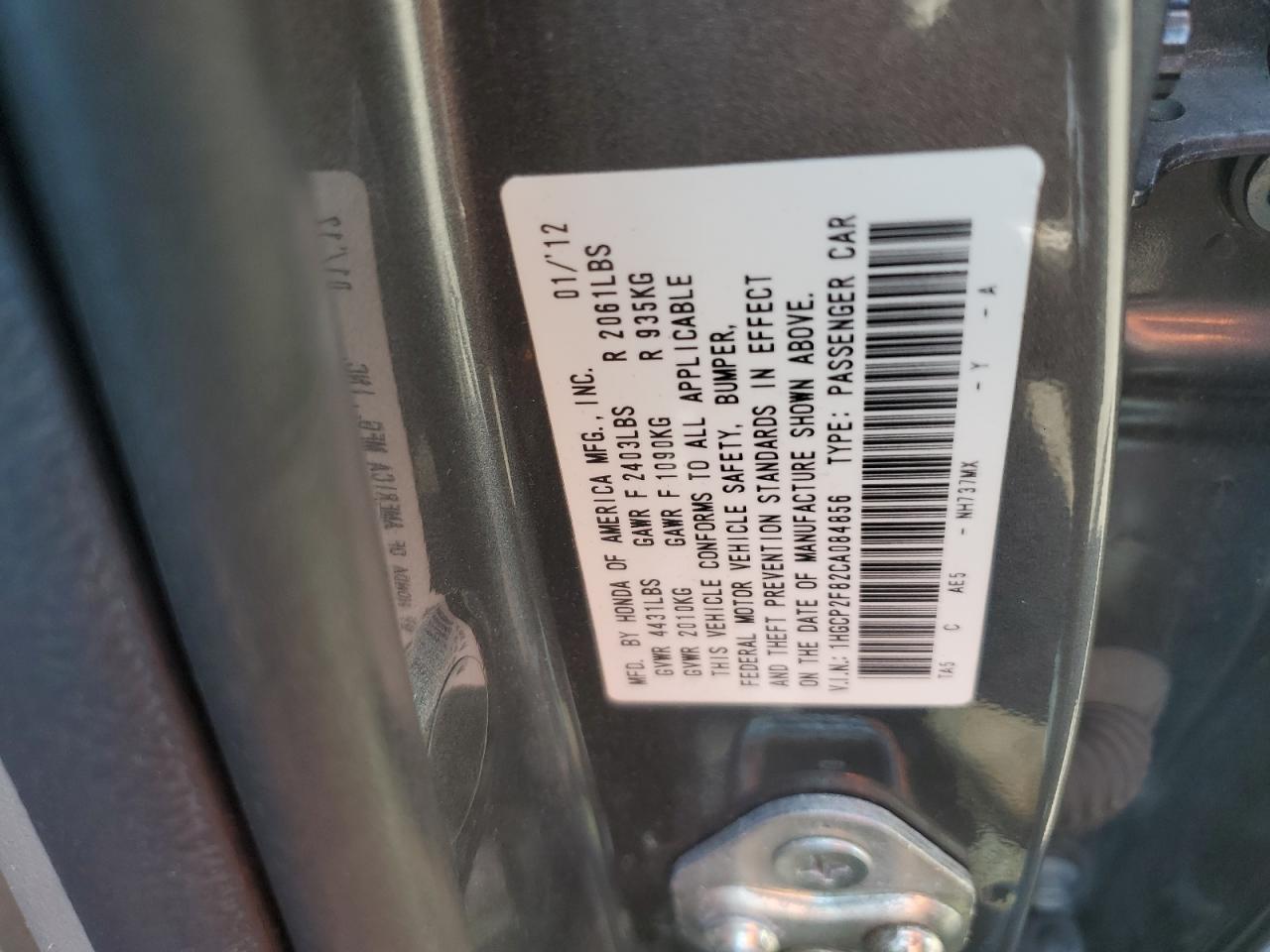 2012 HONDA ACCORD