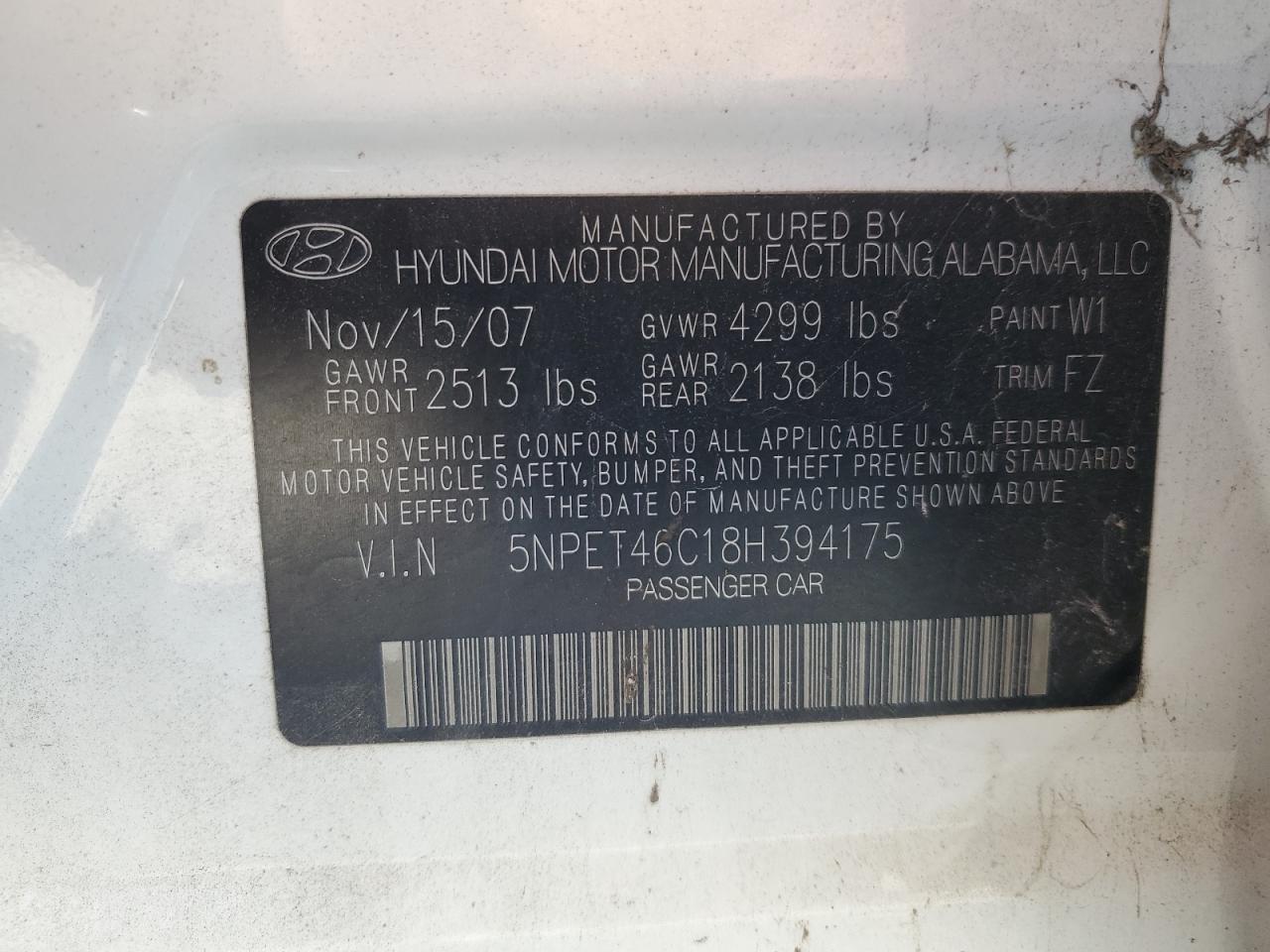 2008 HYUNDAI SONATA