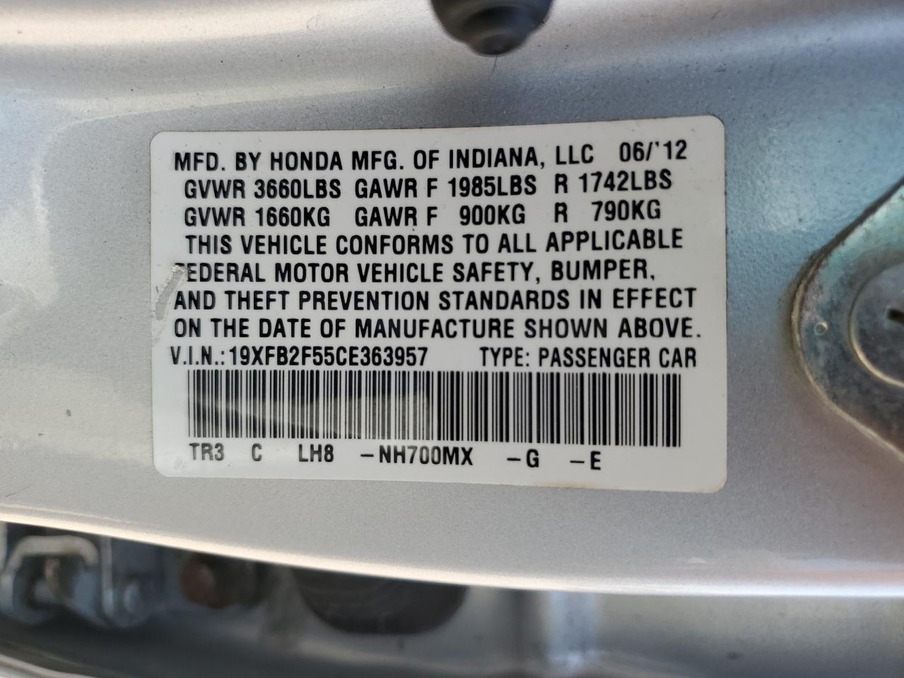 2012 HONDA CIVIC